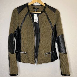 NWT H&M Green and Black Leather Jacket